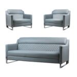 طقم انتريه استقبال جلد مكتبي – رمادي