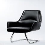 ⁦كرسي انتظار جلد أسود أنيق ومريح – جودة عالية وسعر مميز⁩ - الصورة ⁦2⁩