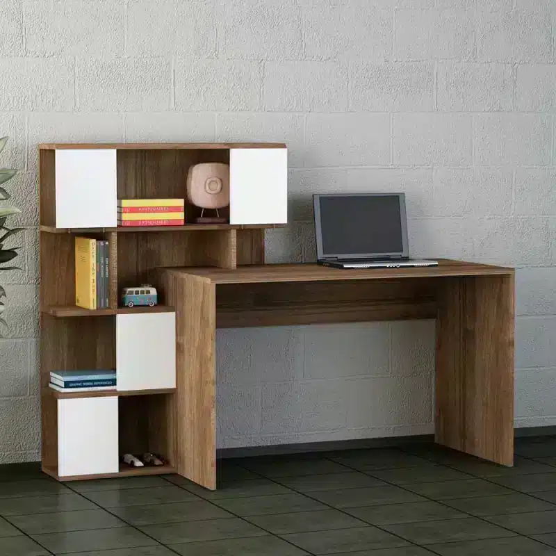 Desk-120×60-cm-TRA321 مكتب خشبي بسيط مع أرفف - الصورة 1