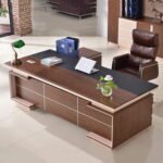 ⁦مكتب مدير اسود مع سايد جانبي⁩ - الصورة ⁦2⁩